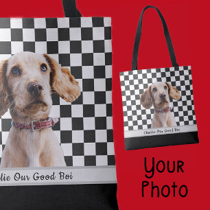 Bolsa Tote Nome de Foto Personalizada com Verificação em Bran