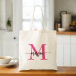 Bolsa Tote Nome de Monograma de Rapariga de Script Moderno Ro<br><div class="desc">Carregar o seu essencial com o estilo do nosso Tote Bag (Tote Bag) de Nome Moderno de Script Moderno Rosa Quente Apresentando um design cor-de-rosa-quente ousado, este bolsa é personalizado com o seu nome em um script moderno chic para uma aparência tradicional e personalizada. Perfeito para compro, escola ou uso...</div>