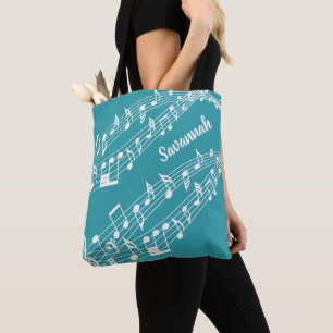Bolsa Tote Nome de Notas de Música Personalizadas Teto ou Sua
