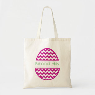 Bolsa Tote Nome de Ovo de Páscoa Rosa Personalizado