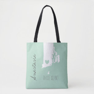 Bolsa Tote Nome de personalização do mapa de estado de Rhod