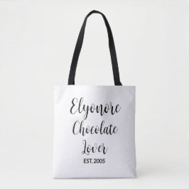 Bolsa Tote Nome de Roteiro Preto Estabelecido Amante de Choco