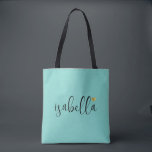 Bolsa Tote Nome de Script Bridesmaid Personalizado - Lente Le<br><div class="desc">Um saco moderno de luz chic com o nome do guião preto e o coração de ouro que é perfeito para uma proposta de dama de honra. Suas madrinhas podem encher sua bolsa com essências para viagens de Festa de solteira, ou para o essencial para trazer na manhã do casamento....</div>