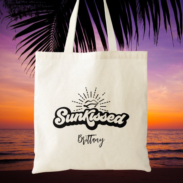 Bolsa Tote Nome de Script Moderno preto e branco da Tendência (Criador carregado)