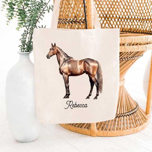 Bolsa Tote Nome de Script Personalizado Elegante de Cavalo Ma (Criador carregado)