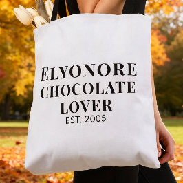 Bolsa Tote Nome de Script Preto Estabelecido Amante de Chocol