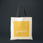 Bolsa Tote Nome de Script Simples Amarelo Amarelo de Mostarda<br><div class="desc">Barra Chic Yellow Simple Bold Script Name Toag</div>