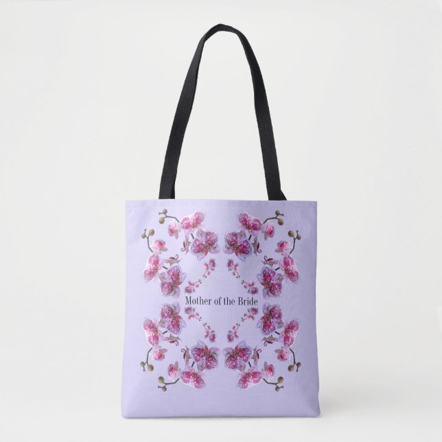 Bolsa Tote Nome de Texto Personalizado do Lavanda Orchids Bol (Frente)