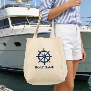 Bolsa Tote Nome Do Barco Navio Helm Roda Eco Friendly Grocery