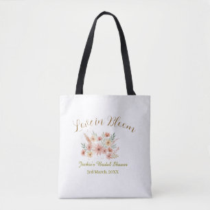 Bolsa Tote Nome do chá de noiva boho laranja amor em flor ret
