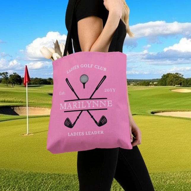 Bolsa Tote Nome do Clube de Golfe das Mulheres Rosa (Criador carregado)