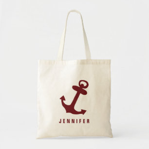 Bolsa Tote Nome do costume da âncora da praia