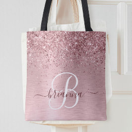 Bolsa Tote Nome do Monograma da Lâmina Rosa Bruta de Metal Gl