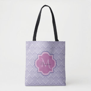 Bolsa Tote Nome do Monograma da Orquídea Archada Ultra Violet