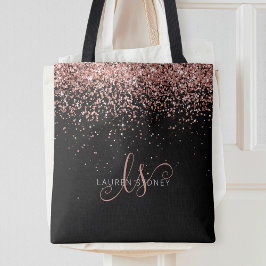 Bolsa Tote Nome do Monograma do Glitter Glitter Cor-de-Rosa r