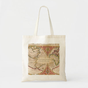 Bolsa Tote Nome do Monograma do Mapa do Mundo Vintage