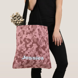 Bolsa Tote Nome do Monograma no Maroon Camo |