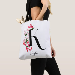 Bolsa Tote Nome do Monograma Personalizado Saco - Letra K