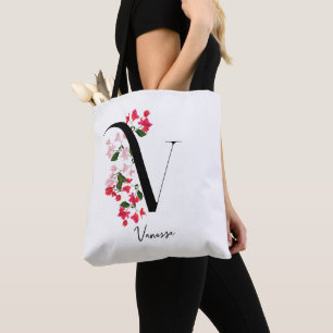 Bolsa Tote Nome do Monograma Personalizado Saco - Letra V