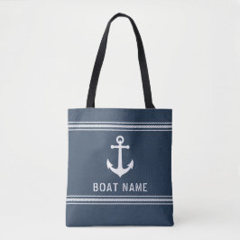 Bolsa Tote Nome do navio Vintage Anchor Náutico Cinza Azul Br