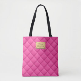 Bolsa Tote Nome do Padrão Colado Rosa Quente Feminino