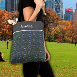 Bolsa Tote Nome do padrão de cor da água de mirtilo branco ci