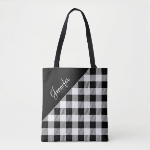 Bolsa Tote Nome do Padrão de Verificação de Xadrez de Buff