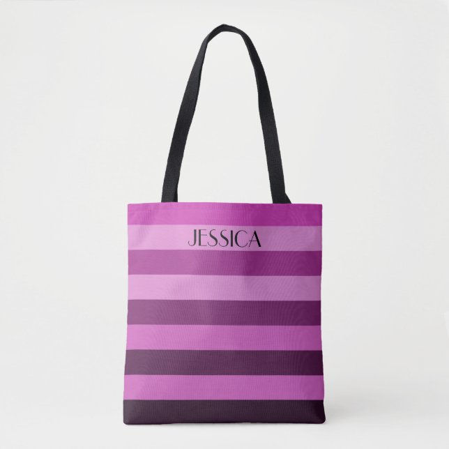 Bolsa Tote Nome do Padrão Roxo Moderno (Frente)