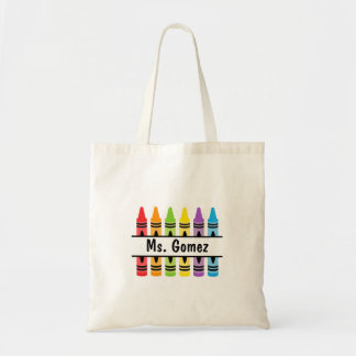 Bolsa Tote Nome do professor Crayon Comprando Saco de Tote