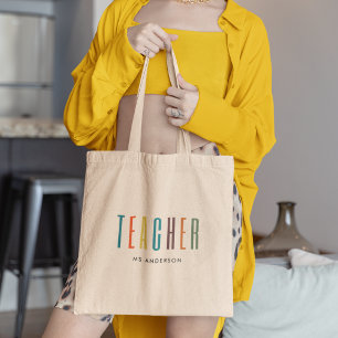 Bolsa Tote Nome do Professor de Tipografia Moderna Colorida b
