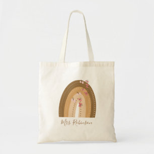 Bolsa Tote Nome do Professor Script Borboletas Arco-íris