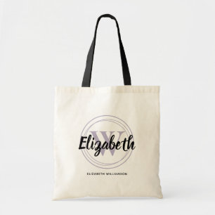 Bolsa Tote Nome do Script Inicial do Monograma Chic Periwinkl