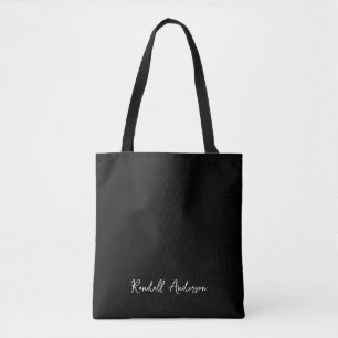 Bolsa Tote Nome do Script Preto do Monograma de Tendência Mod