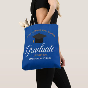 Bolsa Tote Nome do Segundo grau Personalizado Azul de Gradua