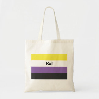Bolsa Tote Nome do Sinalizador do Orgulho Não Binário ou Mono