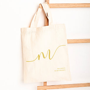 Bolsa Tote Nome Dourado da Caligrafia de Script Moderno Girly