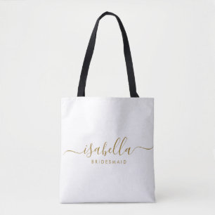 Bolsa Tote Nome Dourado de presentes da Bridesmaid
