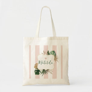 Bolsa Tote Nome elegante de Bridesmaid tropical da faixa rosa