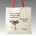 Bolsa Tote Nome em Humorous Funny Artesanato Dizendo,<br><div class="desc">"Às vezes me digo, guardo a colcha e faço as coisas. Então digo a mim mesmo para calar a boca." Você pode alterar "QUEIXANDO" e "Cale a boca" para qualquer outro texto, e alterar ou remover o nome. Substitua as flores colorido colchadas de papel e adicione sua própria foto. Faça...</div>