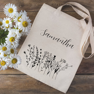 Bolsa Tote Nome Floral Bridesmaid Bachelorette