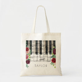 Bolsa Tote nome floral de piano musical