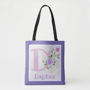 Bolsa Tote Nome inicial do Plus Daphne com Flores