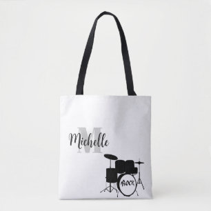 Bolsa Tote nome, inicial e preto Tambor Musical Tob