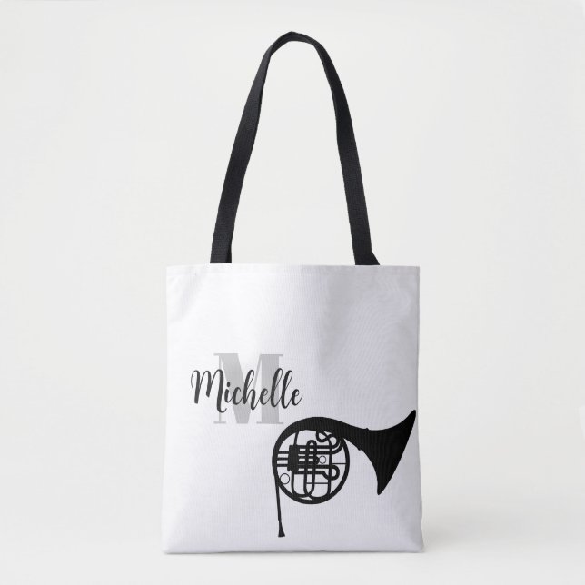 Bolsa Tote nome, inicial e preto treble music Guitar Tot (Frente)