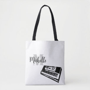 Bolsa Tote nome, inicial e preto treble music Guitar Tot