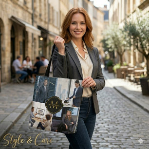 Bolsa Tote Nome Inicial Personalizado com Quatro Imagens Únic