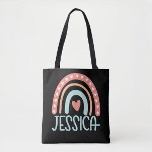 Bolsa Tote Nome Jessica Personalizado Arco-Íris