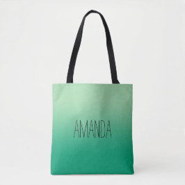 Bolsa Tote Nome manuscrito de gradiente verde claro moderno