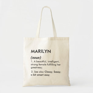 Bolsa Tote nome Marilyn, nome editável, nome personalizado