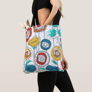 Bolsa Tote Nome Monograma Bonito Diversão Floral Abstrato